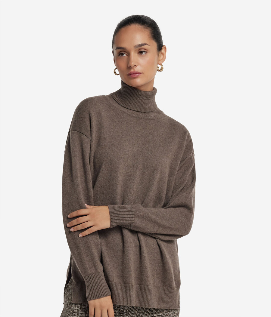 ultraweicher kaschmir-rollkragenpullover mit schlitzen