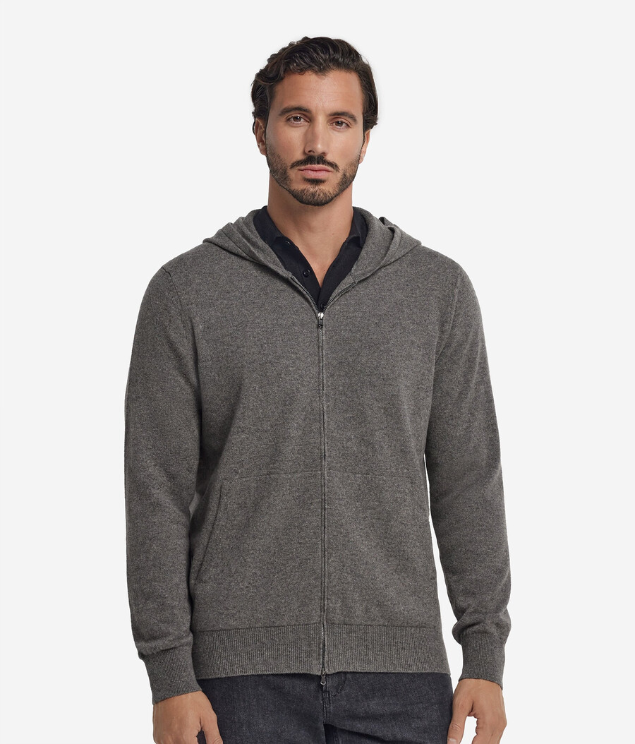 ultraweiches kaschmir-sweatshirt mit durchgehendem reißverschluss