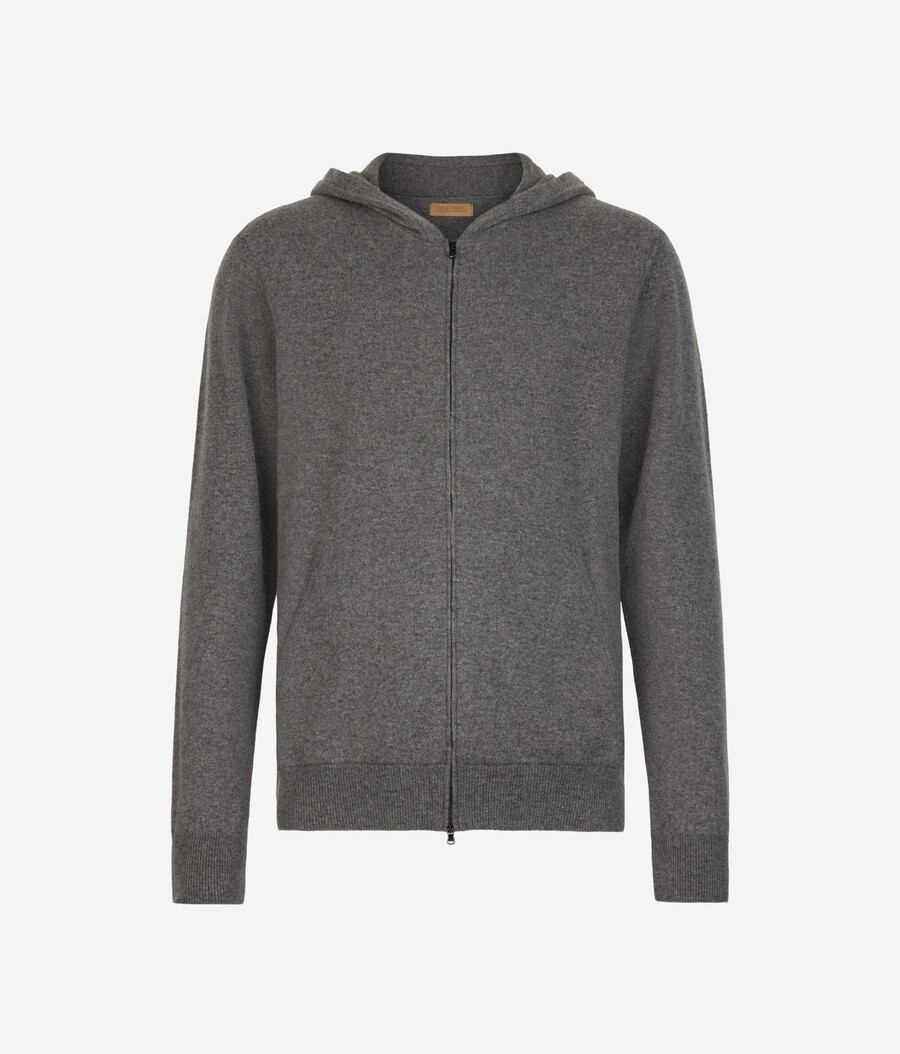 ultraweiches kaschmir-sweatshirt mit durchgehendem reißverschluss