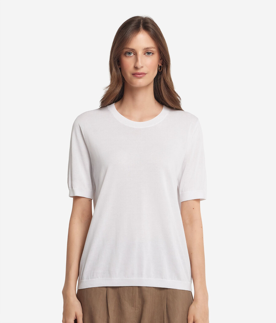 frisches baumwoll-t-shirt mit rundhalsausschnitt