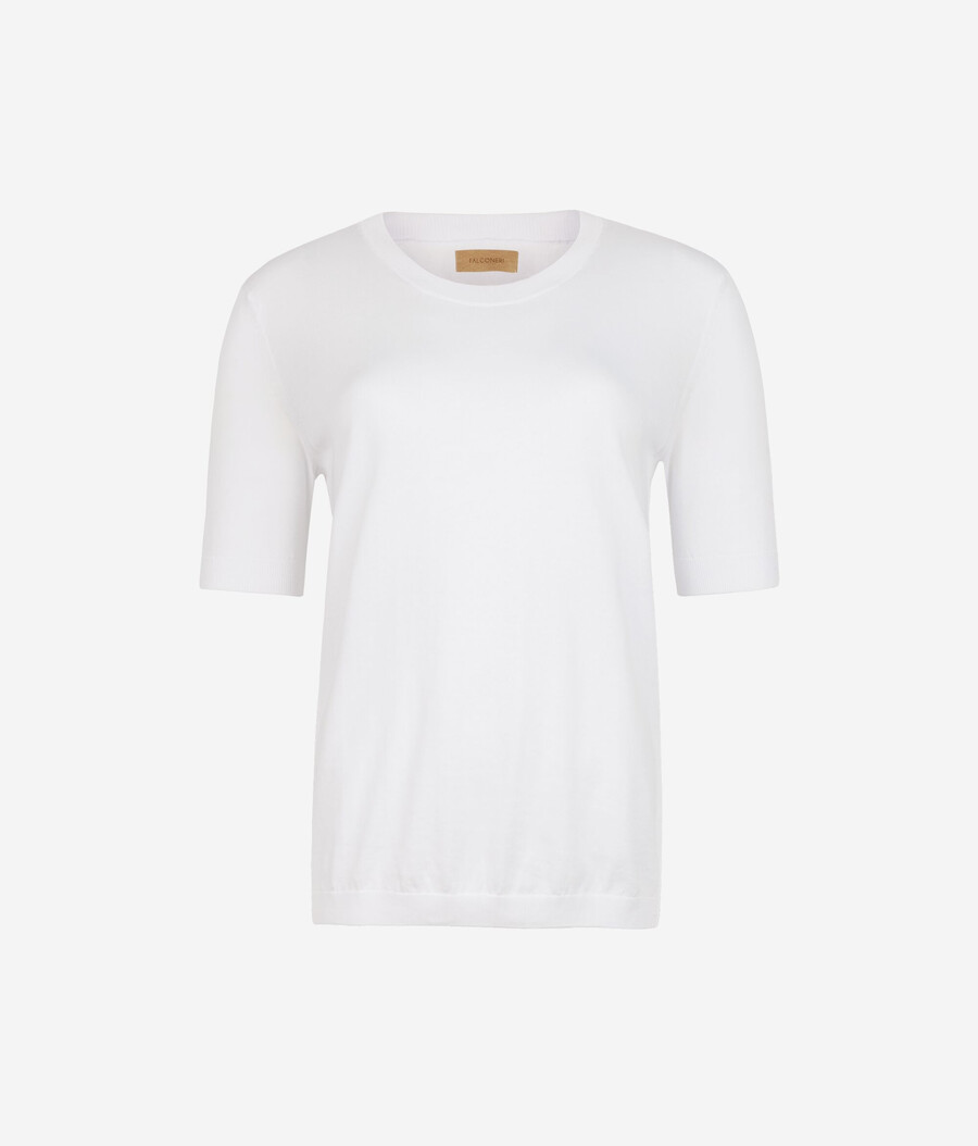 frisches baumwoll-t-shirt mit rundhalsausschnitt
