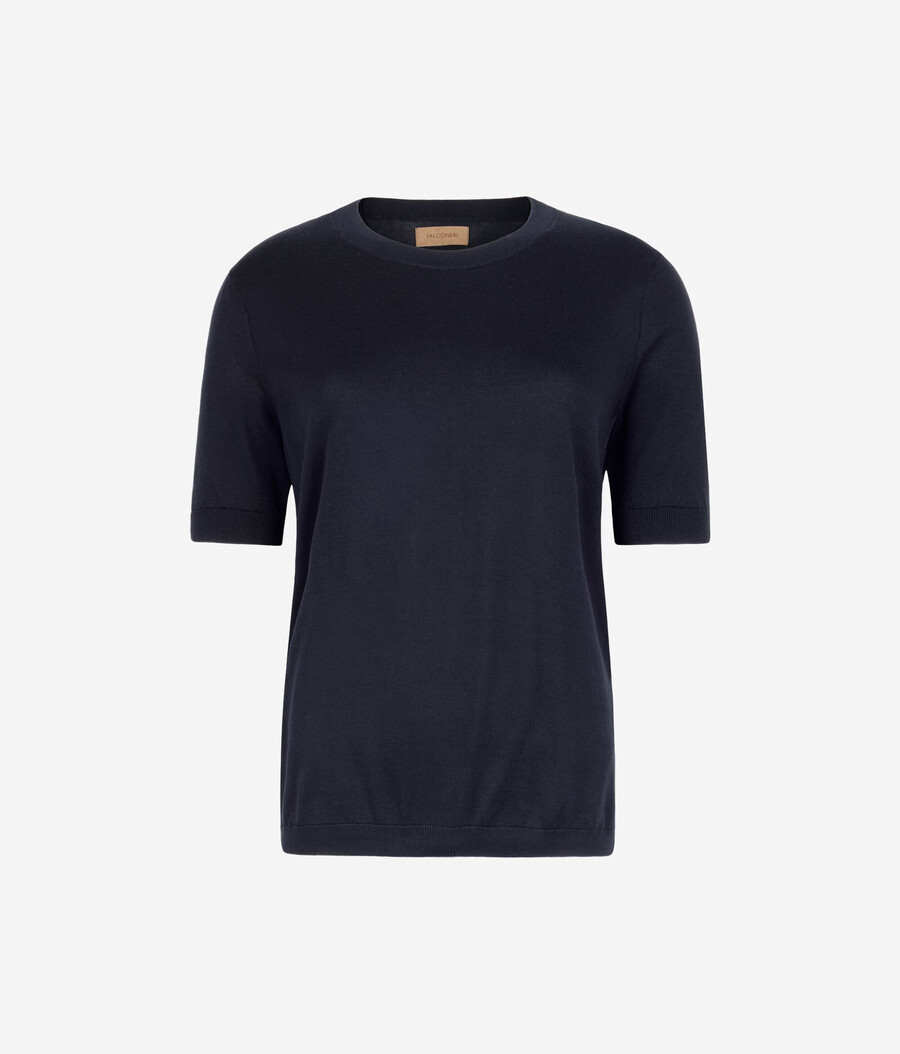 frisches baumwoll-t-shirt mit rundhalsausschnitt
