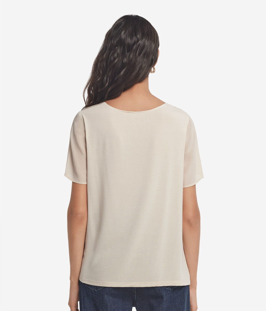 seiden-t-shirt mit rundhalsausschnitt