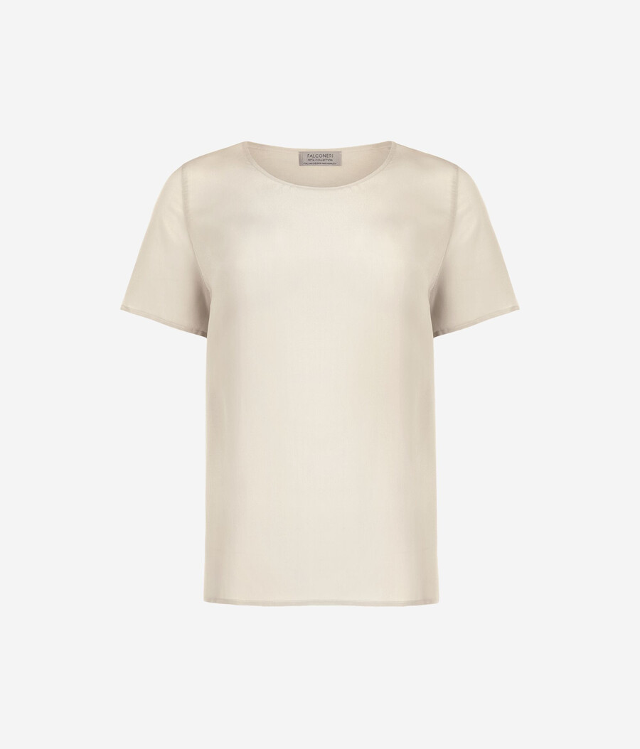 seiden-t-shirt mit rundhalsausschnitt