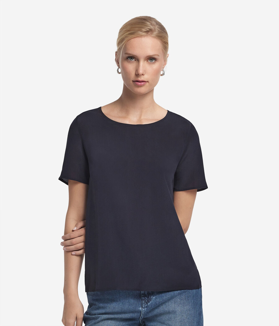 seiden-t-shirt mit rundhalsausschnitt
