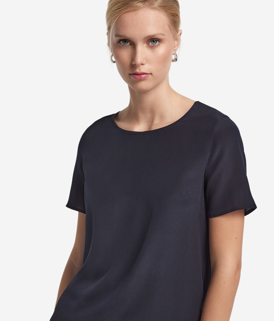 seiden-t-shirt mit rundhalsausschnitt