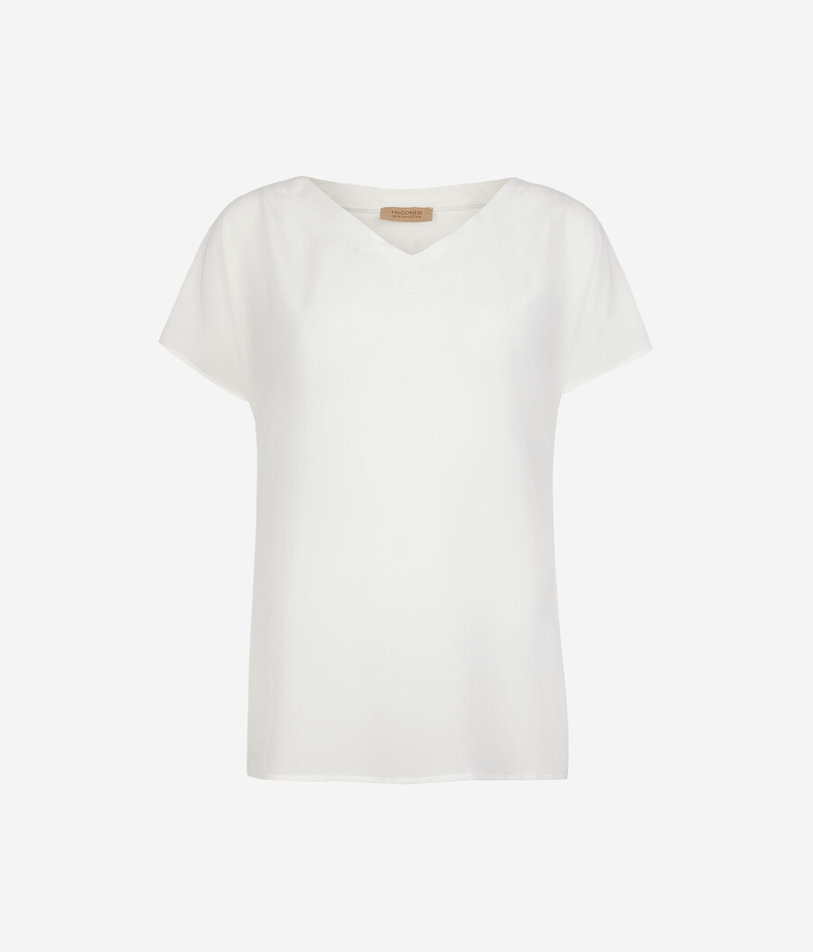 seiden-kimono-t-shirt mit v-ausschnitt