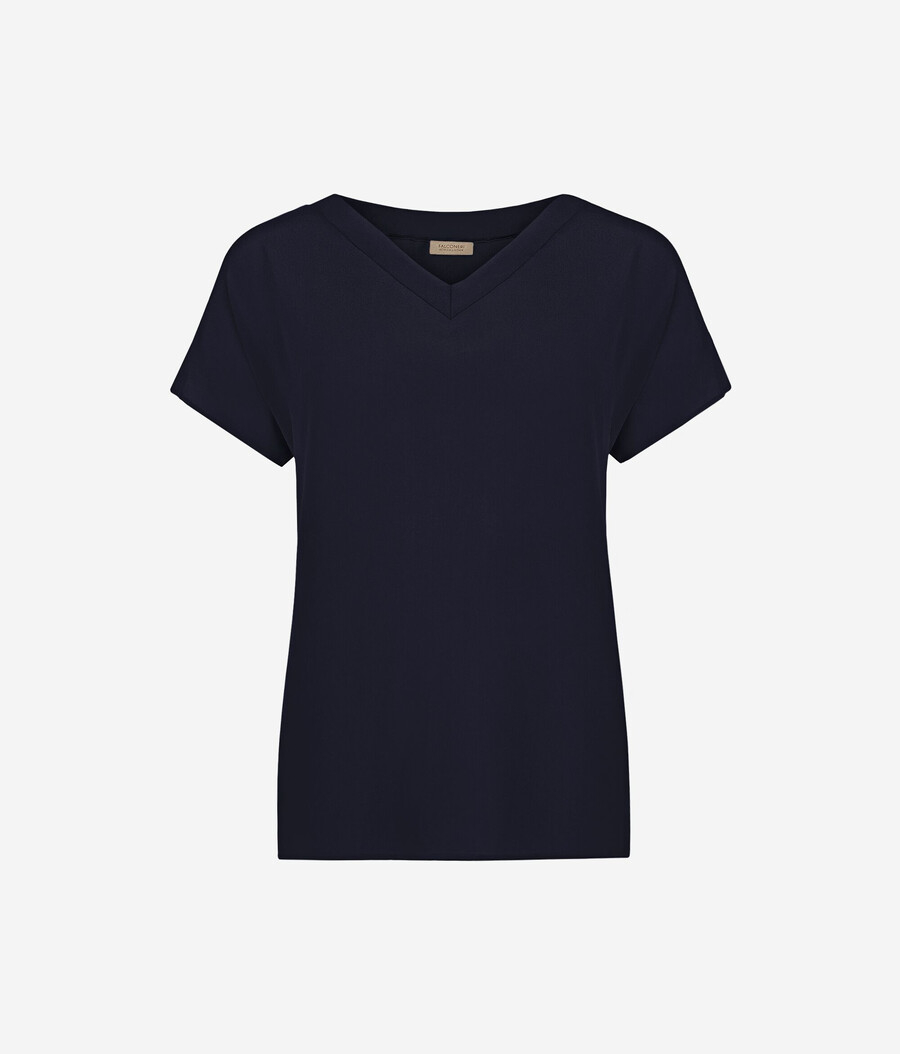 seiden-kimono-t-shirt mit v-ausschnitt