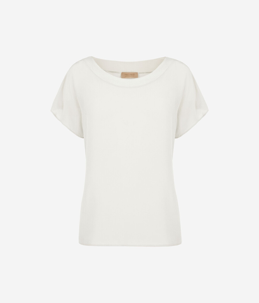 seiden- und modal-t-shirt mit u-boot-ausschnitt