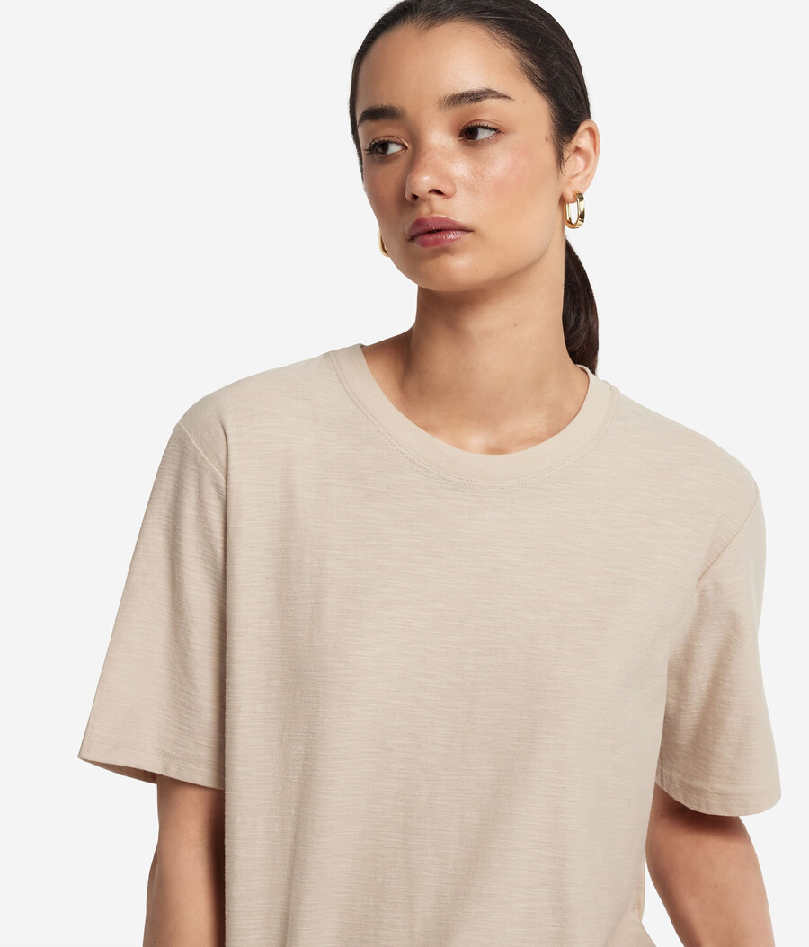 kurzärmeliges baumwoll-t-shirt mit rundhalsausschnitt