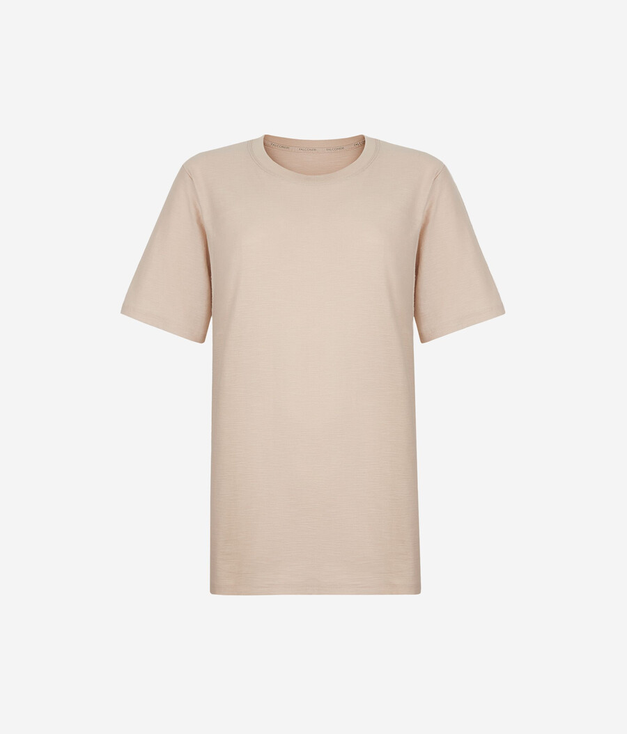 kurzärmeliges baumwoll-t-shirt mit rundhalsausschnitt
