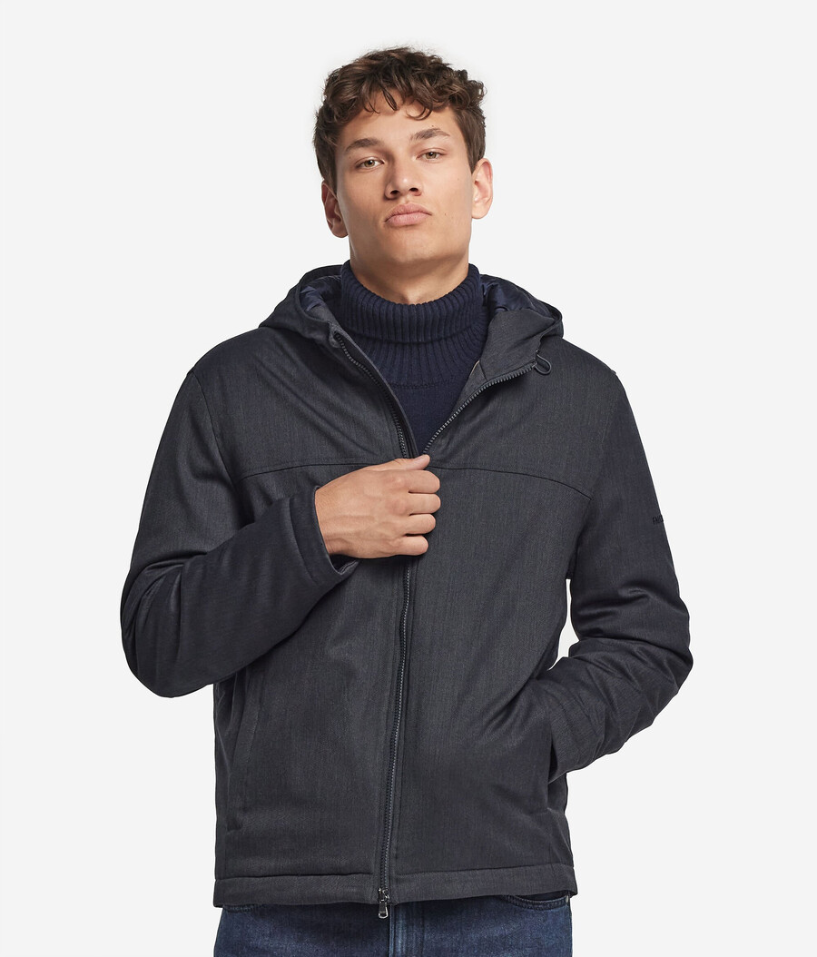 kapuzenjacke aus technischer wolle