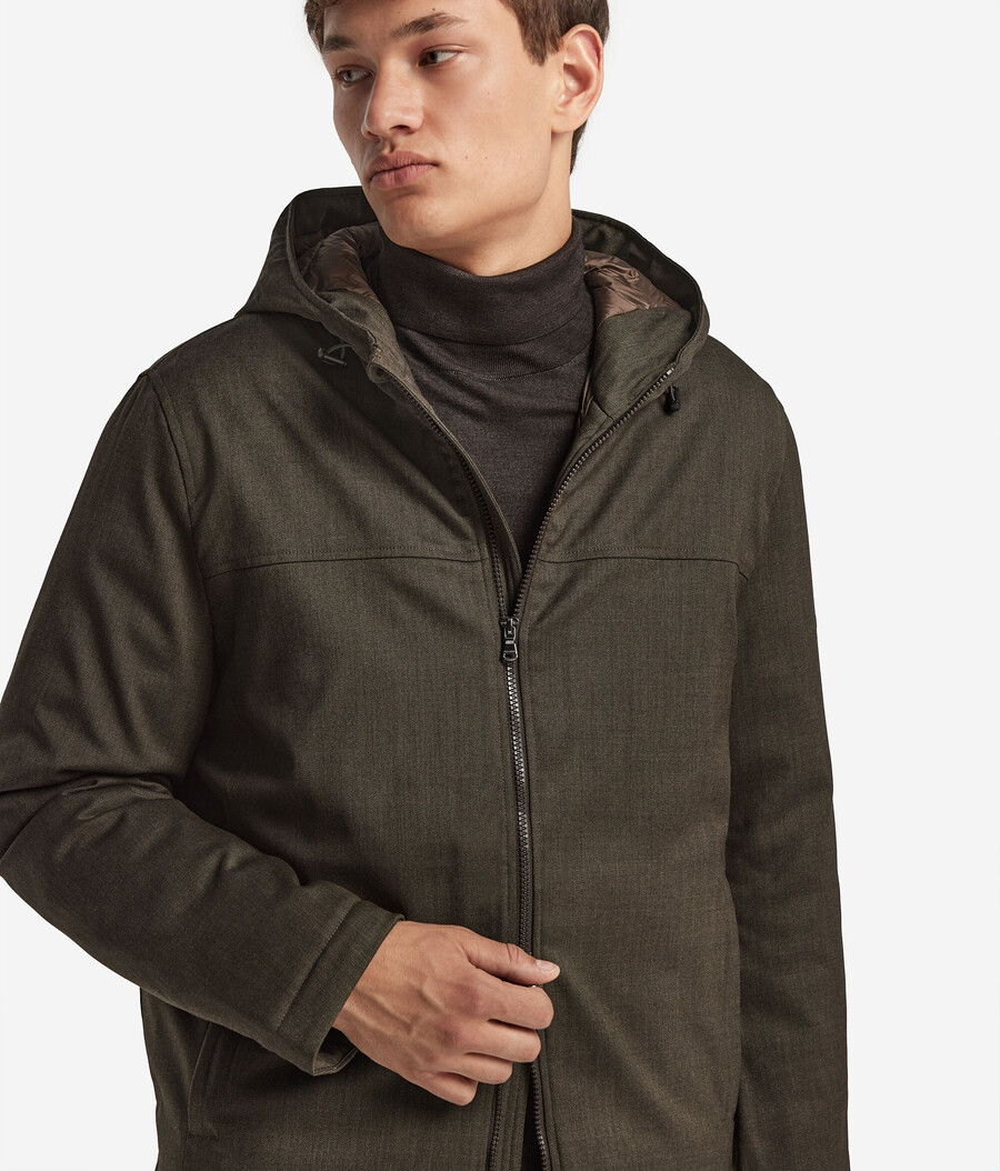 kapuzenjacke aus technischer wolle