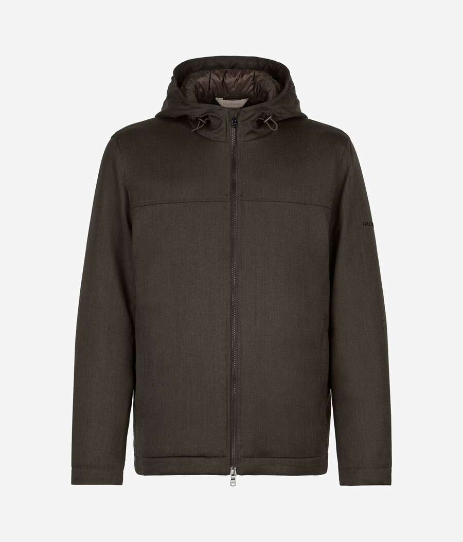 kapuzenjacke aus technischer wolle