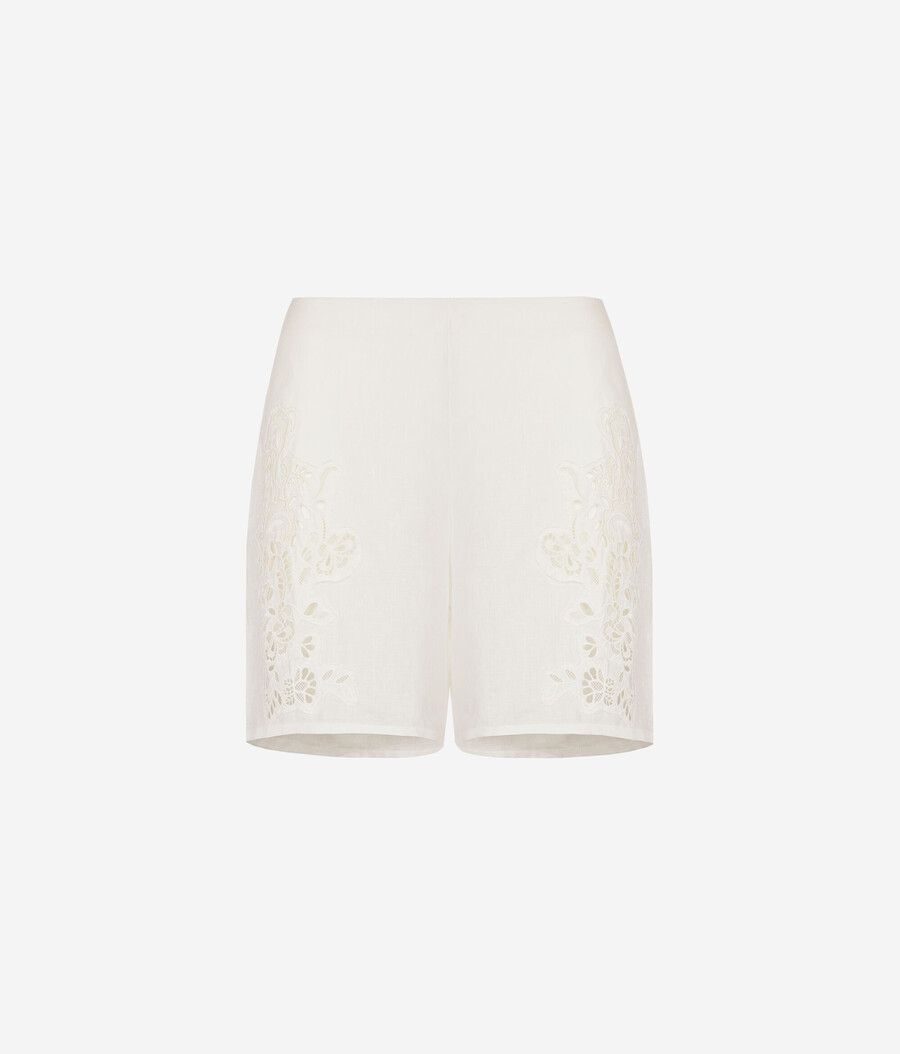 bestickte leinenshorts